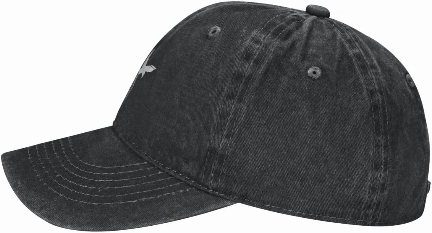 Norse Ravens Vegvisir Denim Trucker Hat Baseball Cap Men's Daddy Hat Black