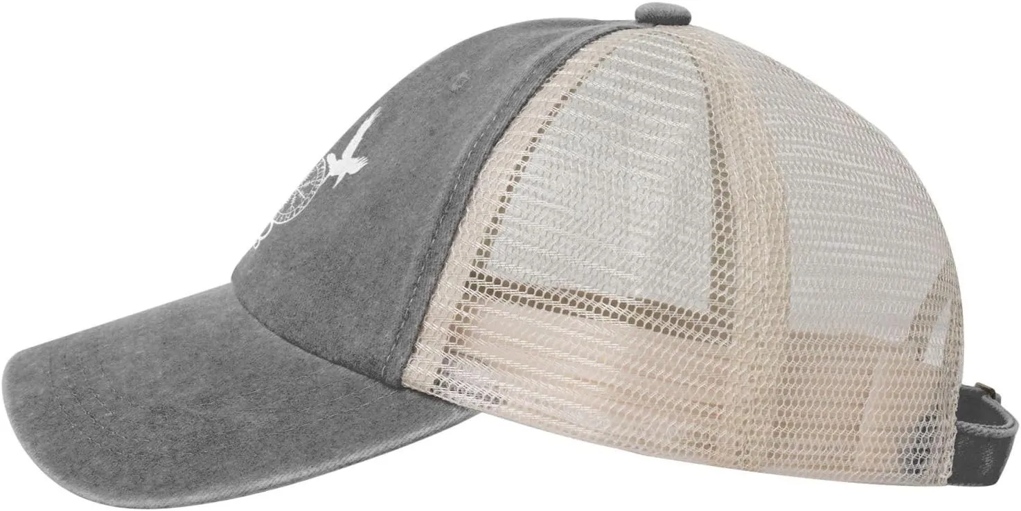 Norse Ravens Vegvisir Outdoor Adjustable Washed Denim Mesh Hat Denim Baseball Cap Cowboy Hat