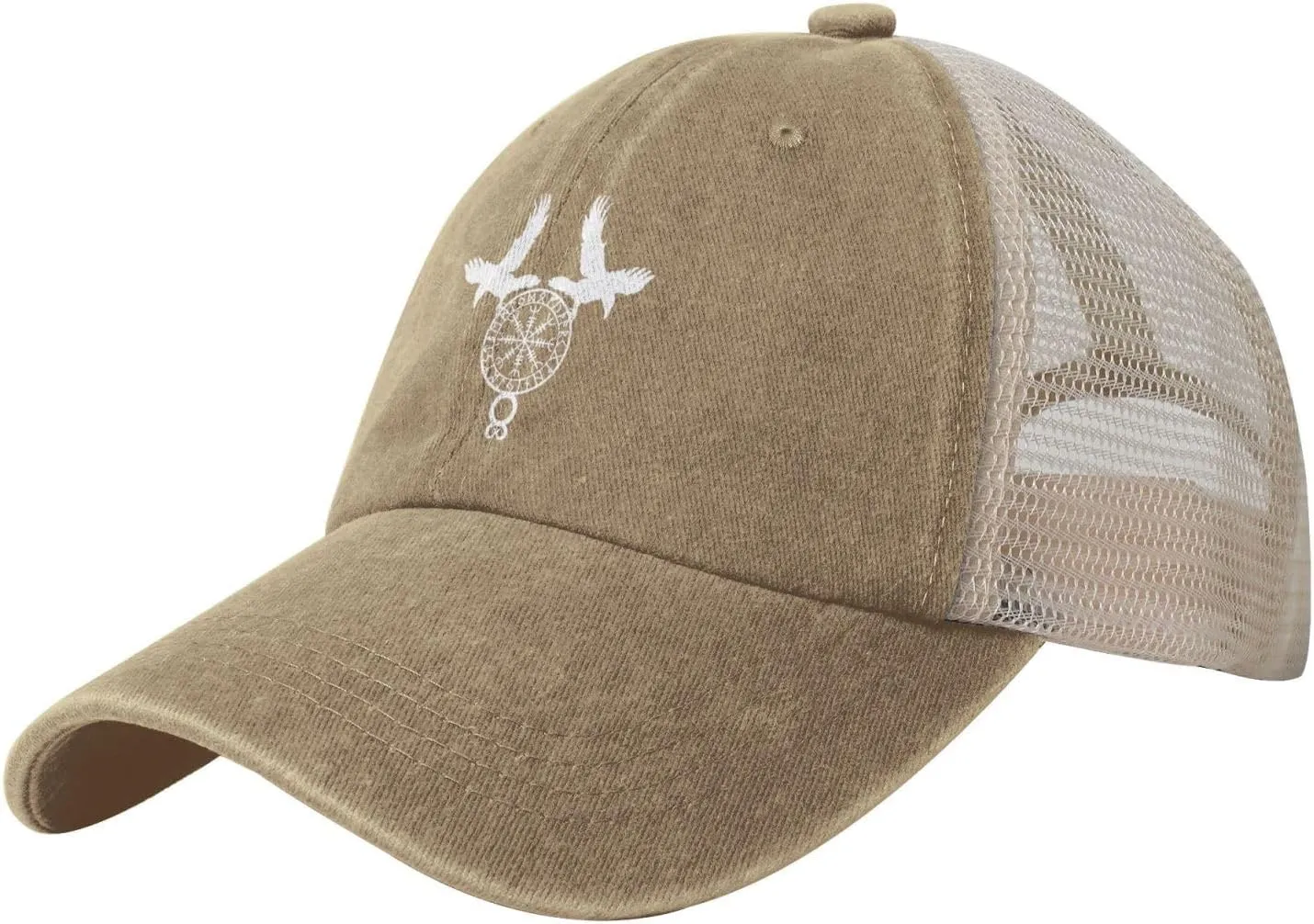 Norse Ravens Vegvisir Outdoor Adjustable Washed Denim Mesh Hat Denim Baseball Cap Cowboy Hat