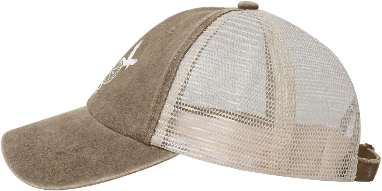 Norse Ravens Vegvisir Outdoor Adjustable Washed Denim Mesh Hat Denim Baseball Cap Cowboy Hat