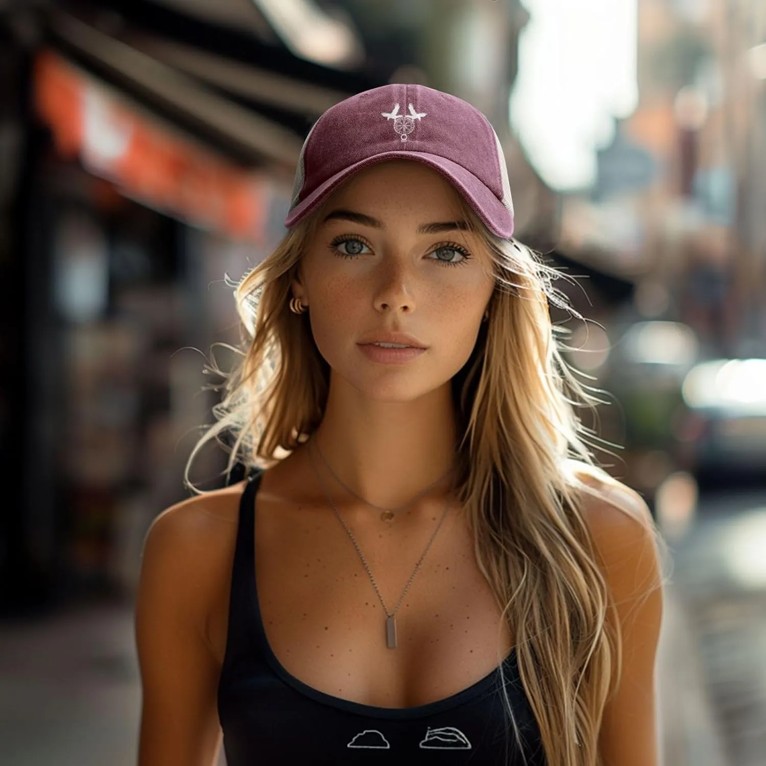 Norse Ravens Vegvisir Outdoor Adjustable Washed Denim Mesh Hat Denim Baseball Cap Cowboy Hat