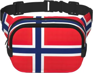 Norwegian flag print Womens Fanny Pack Everyday Hip Pouch Waist Bag for Travel Outdoor Running Hunting for Adult