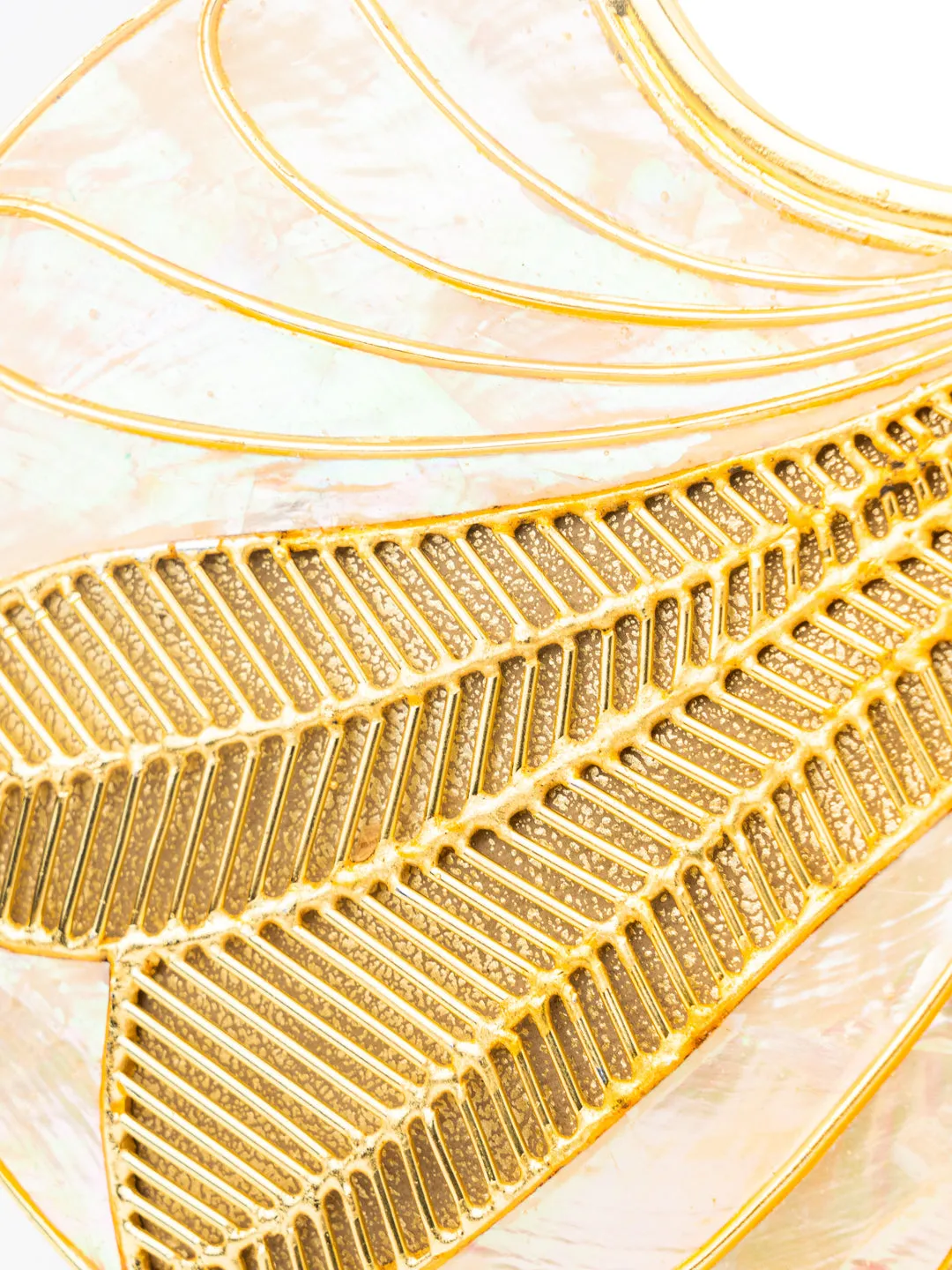 NR By Nidhi Rathi Beige Gold-Toned Embellished Box Clutch
