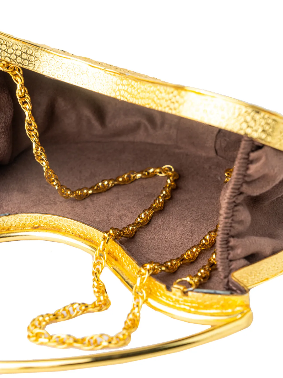 NR By Nidhi Rathi Beige Gold-Toned Embellished Box Clutch
