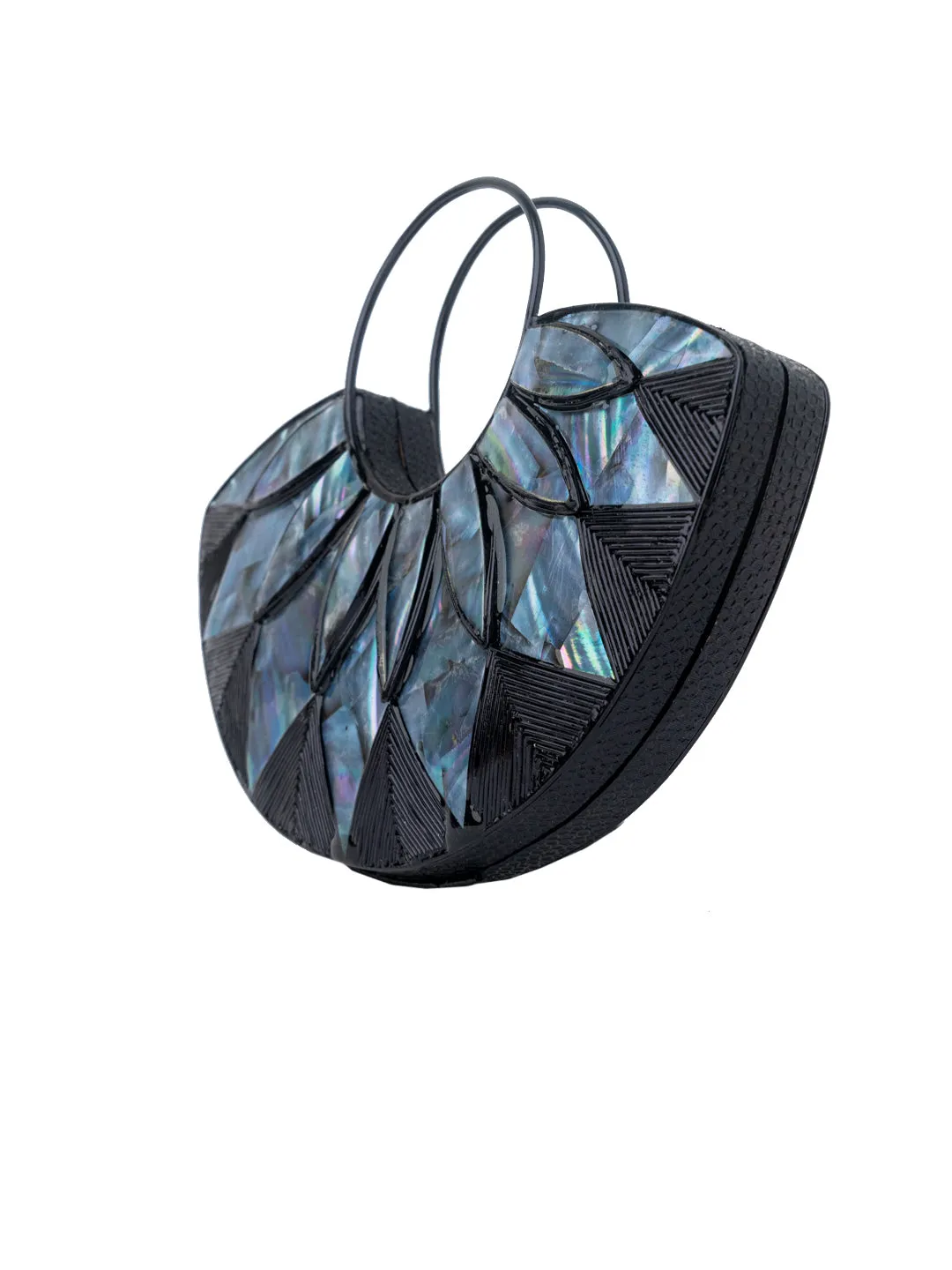 NR By Nidhi Rathi Black Blue Embellished Box Clutch