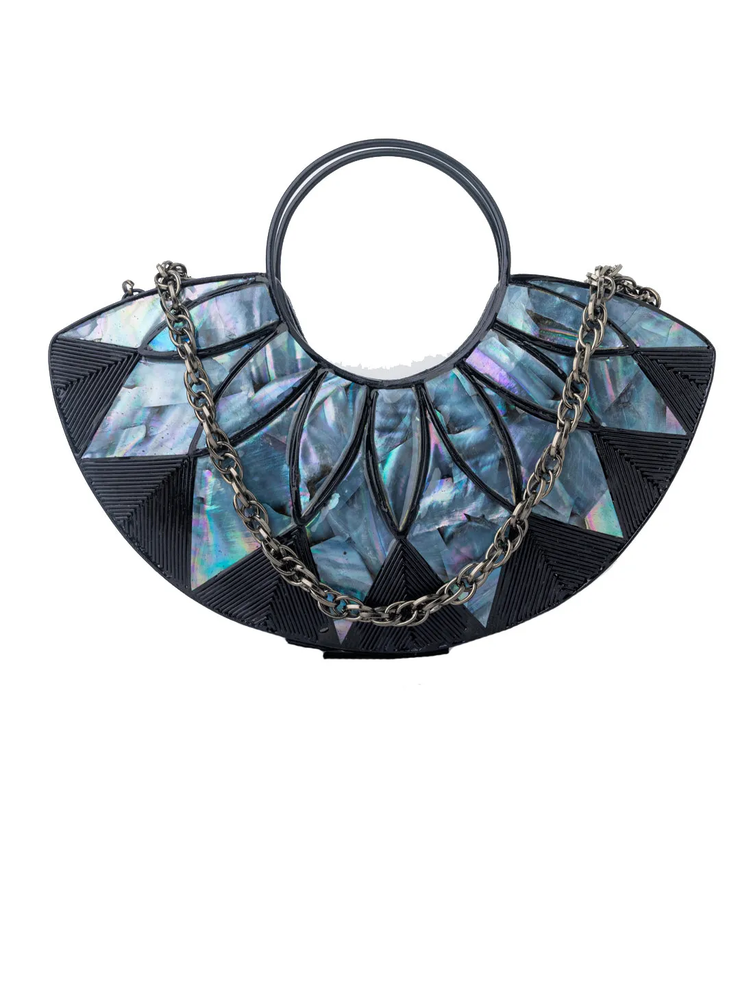 NR By Nidhi Rathi Black Blue Embellished Box Clutch