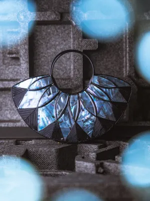 NR By Nidhi Rathi Black Blue Embellished Box Clutch