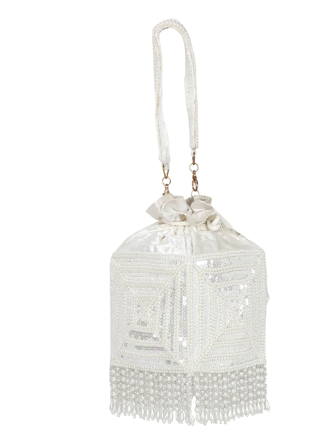 NR By Nidhi Rathi Embellished Tasselled Potli Clutch