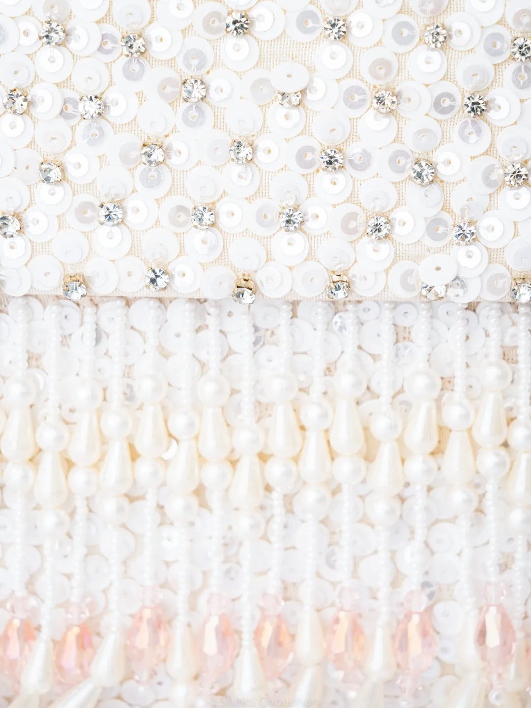 NR By Nidhi Rathi White Embellished Box Clutch