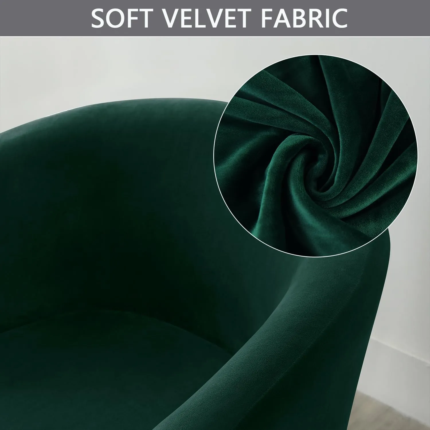 OBCREAT Club Chair Slipcovers, Stretch Armchair Covers Soft Velvet Tub Chair Cover 2 Pieces Sofa Covers Arm Chair Couch Cover Furniture Protector (Dark Green)