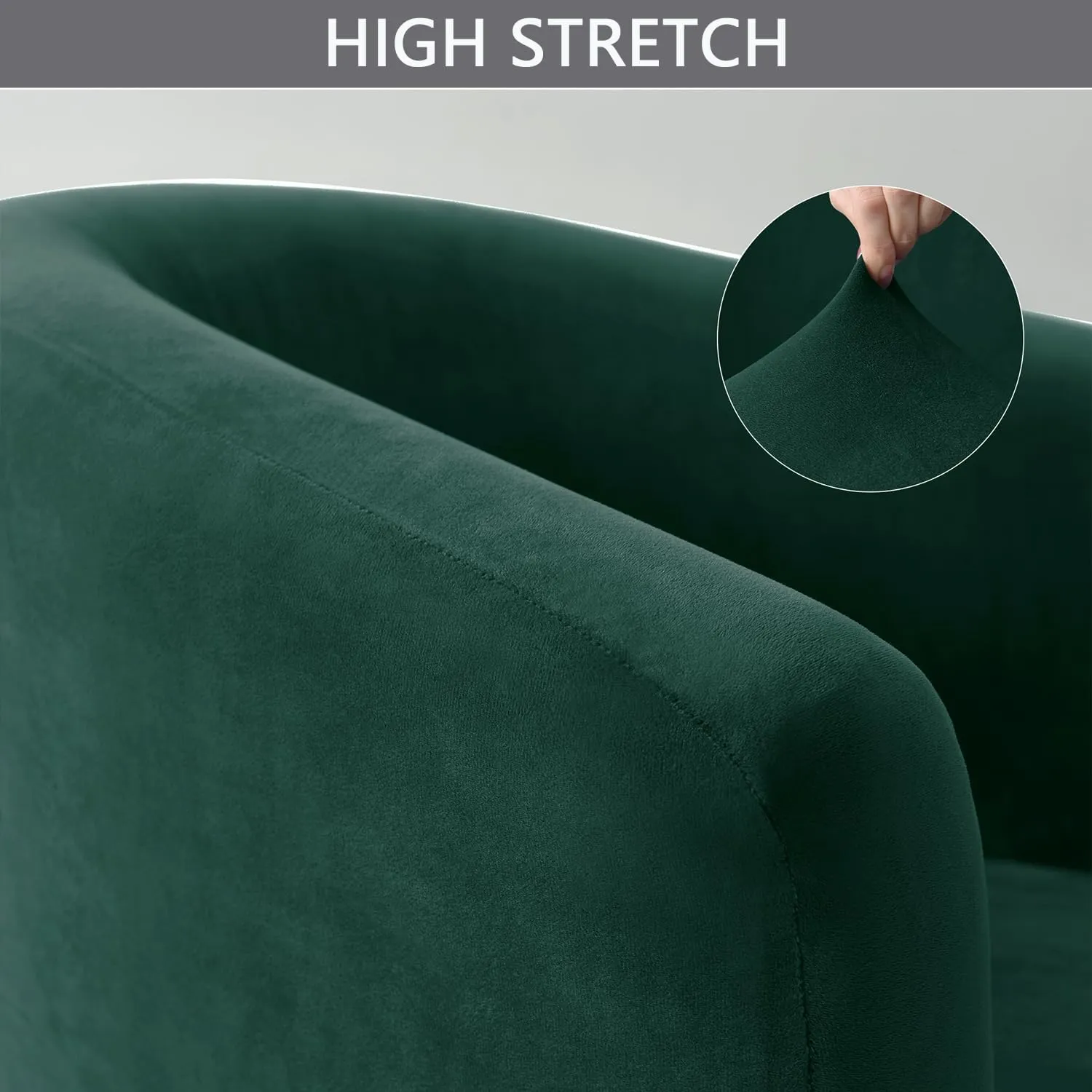 OBCREAT Club Chair Slipcovers, Stretch Armchair Covers Soft Velvet Tub Chair Cover 2 Pieces Sofa Covers Arm Chair Couch Cover Furniture Protector (Dark Green)