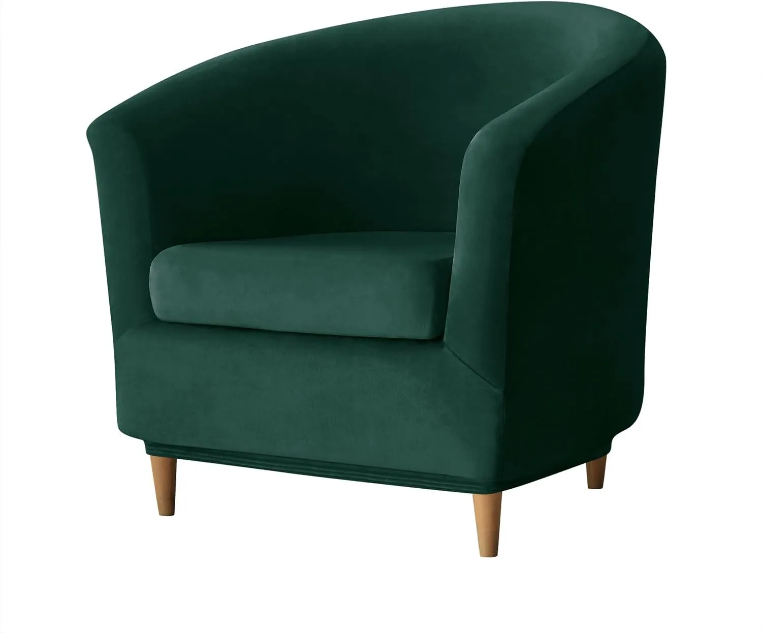 OBCREAT Club Chair Slipcovers, Stretch Armchair Covers Soft Velvet Tub Chair Cover 2 Pieces Sofa Covers Arm Chair Couch Cover Furniture Protector (Dark Green)
