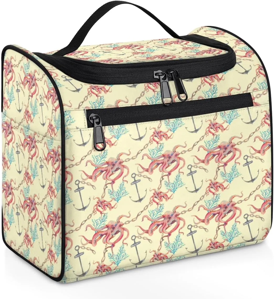 Octopus Large Travel Toiletry Bag for Women, Travel Organizer for Toiletries, Waterproof Makeup Cosmetic Bag with Handle