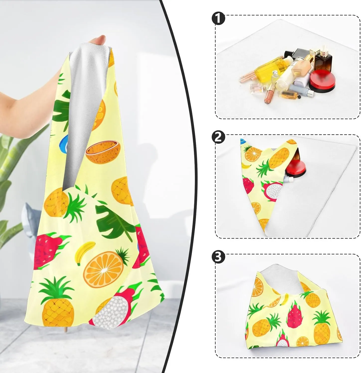 ODAWA Colorful Fruits 21.7"x21.7" Self Adhesive Cloth Soft Reusable Wrap Cloth, Self Adhesive Wraps for Electronics