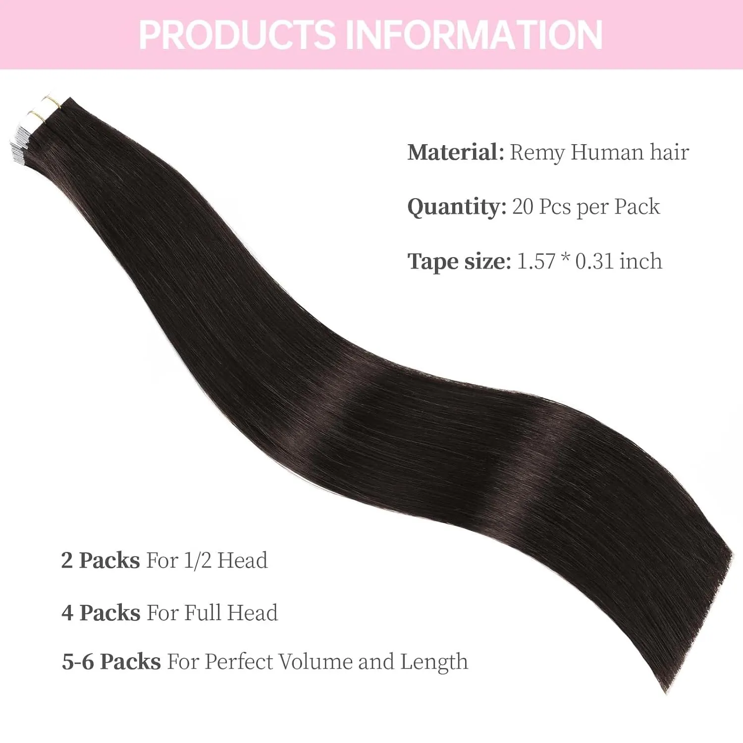 Off Black Tape in Hair Extensions Human Hair,20 inches Natural Black Human Hair Extensions,Seamless Invisible Straight Silky Skin 20 Pcs 50g Tape ins #1B