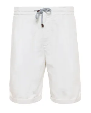 Off White Linen Blend Bermuda Short
