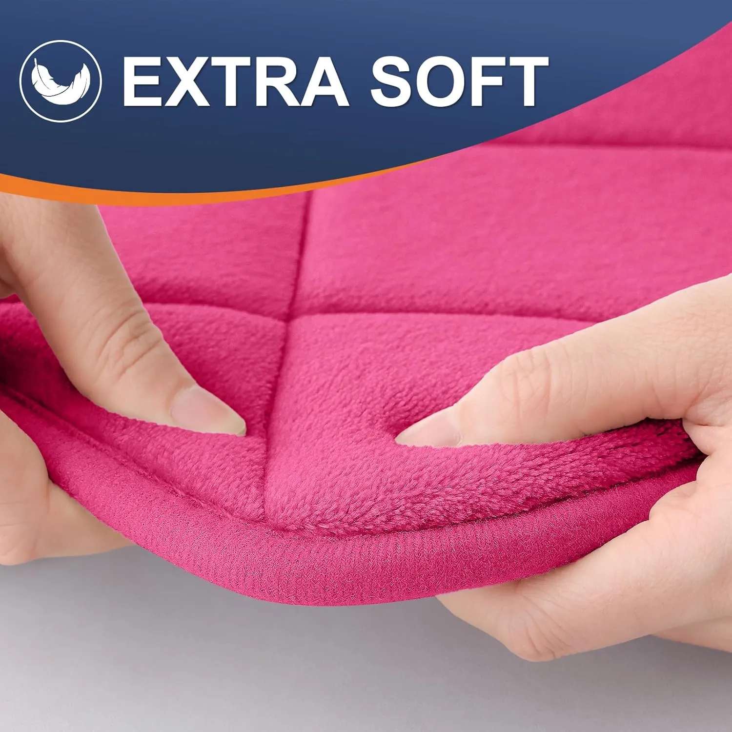 OLANLY Memory Foam Bath Mat 24x16, Ultra Soft and Absorbent Bathroom Rugs, Machine Washable, Comfortable Bath Carpet for Bathroom Floor, Tub and Shower, Deep Pink