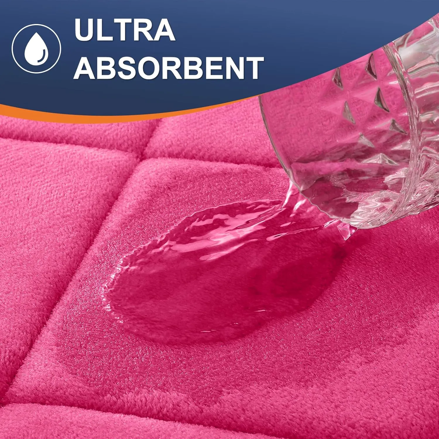 OLANLY Memory Foam Bath Mat 24x16, Ultra Soft and Absorbent Bathroom Rugs, Machine Washable, Comfortable Bath Carpet for Bathroom Floor, Tub and Shower, Deep Pink