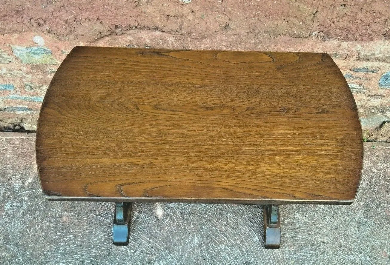 Old Charm Magazine Rack Table / Carved Oak End Table