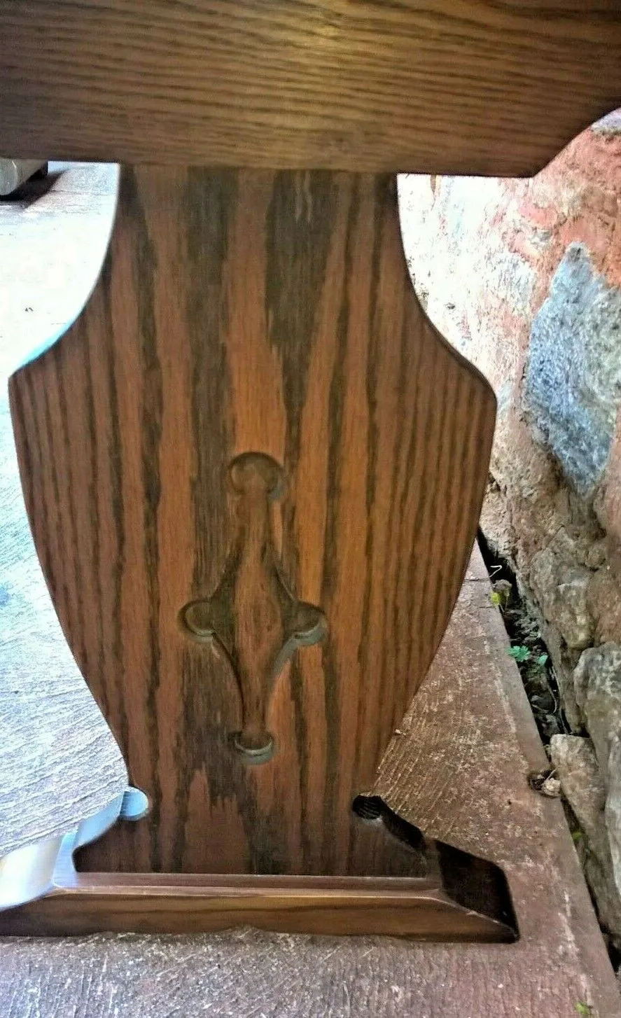 Old Charm Magazine Rack Table / Carved Oak End Table