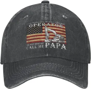 Operator Dad America Flag Heavy Equipment Operator Hat Baseball Cap Adjustable Dad Hats Gift for Men Women Outdoor Activities43 Black