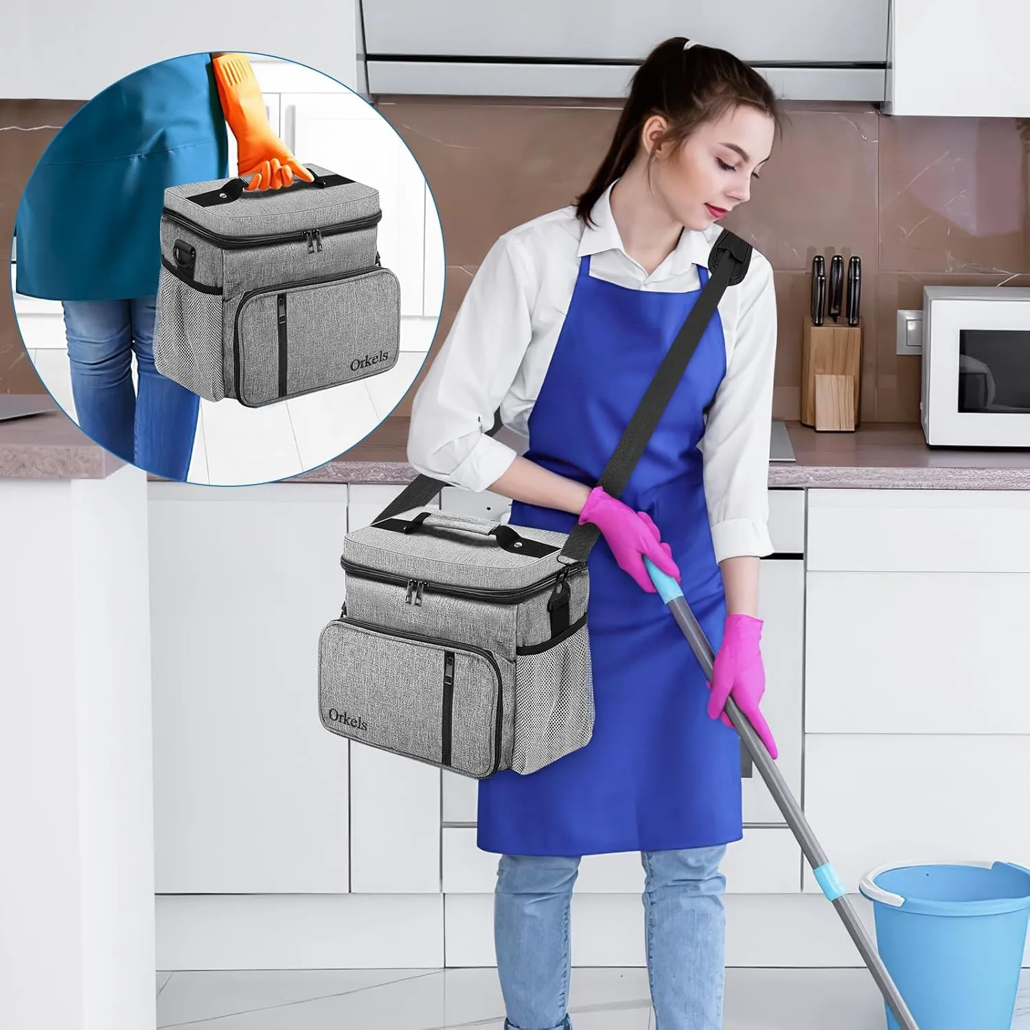 ORKELS Steam Cleaner Carry Bag for Bissell SteamShot 39N7V/39N7A - Adjustable Compartment Storage Bag with Extra Pockets for Accessories - Gray