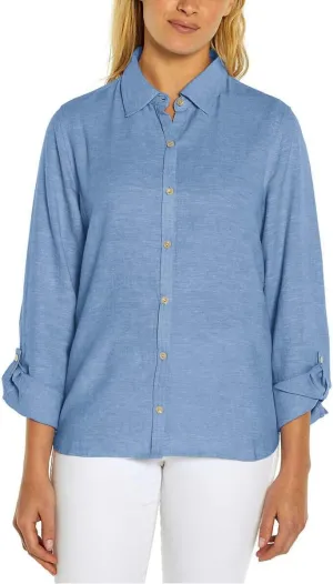 Orvis Ladies' Long Sleeve Button Up Top (US, Alpha, X-Large, Regular, Regular, Blue)