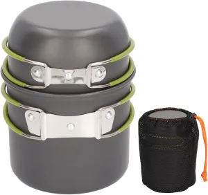 OUKENS Camping Cookware, Portable Food Grade Metal Anti Scald Camping Pot, Foldable Handle Camp Cookware Bowl Pot for Camping Travel Picnic Hiking