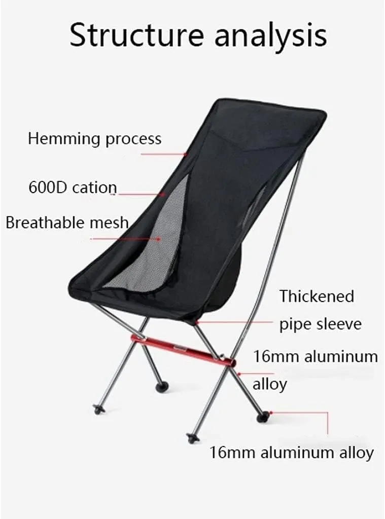 Outdoor Chair Folding Camping Portable Ultra-Light Aluminum Alloy Beach Comfortable High Backrest Foldable