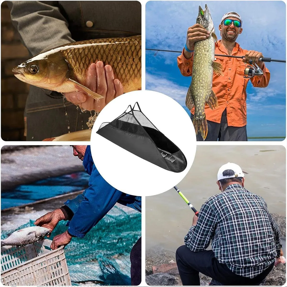 Outdoor Fishing Bag Folding Mesh Storage Bag Anti Running Fishing Gear Outdoors