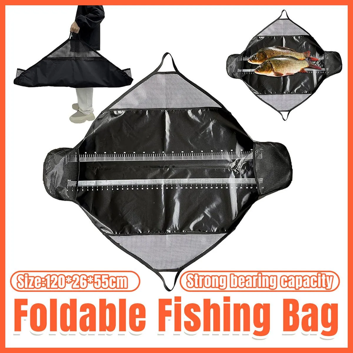 Outdoor Fishing Bag Folding Mesh Storage Bag Anti Running Fishing Gear Outdoors