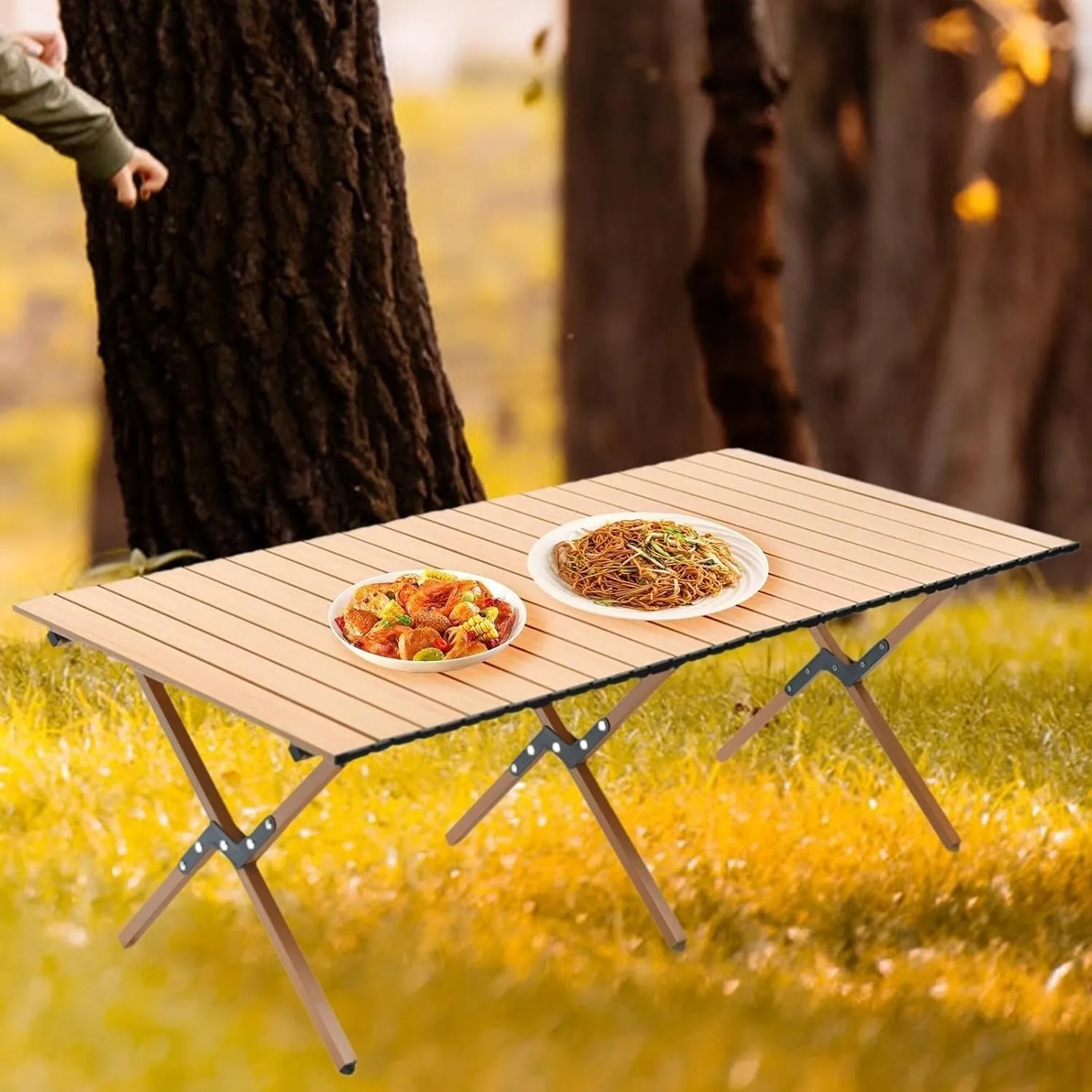Outdoor Folding Table Desk Camp Table Ultralight Stable Roll up Camping Table with Carry Bag for Travel Balcony Garden Hiking Outdoor camping table Portable camping table Hiking camping table