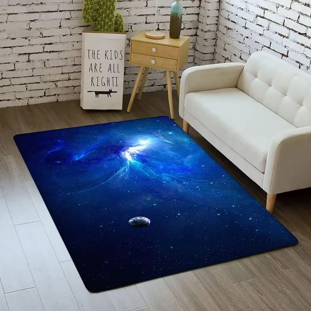 Outer Space Rug for Boys Room 3x5 ft Galaxy Carpet Area Rug for Kids Bedroom Soft Non-Slip Solar System Rug 3D Planet Universe Rug for Living Room