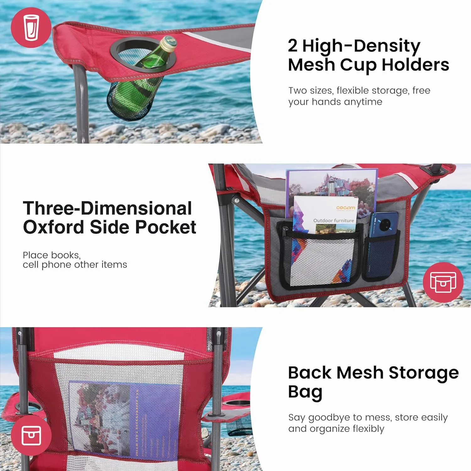 Oversized Portable Mesh Camping Folding Chair