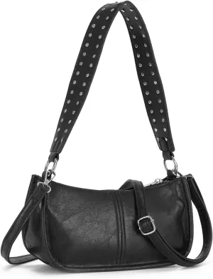 Oweisong Red Y2K Purse for Women Trendy Leather Shoulder Bag Punk Rivet Crossbody Bag Retro Under Arm Shoulder Purse