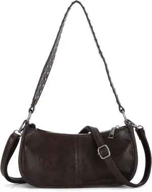 Oweisong Red Y2K Purse for Women Trendy Leather Shoulder Bag Punk Rivet Crossbody Bag Retro Under Arm Shoulder Purse
