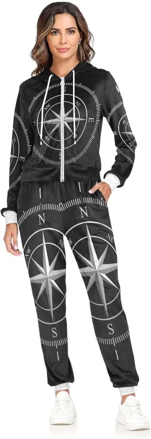 Oyihfvs 2 Pcs Women's Sweatshirt Hoodie Set, With Pocket Athletic Casual Suit (S-2XL)
