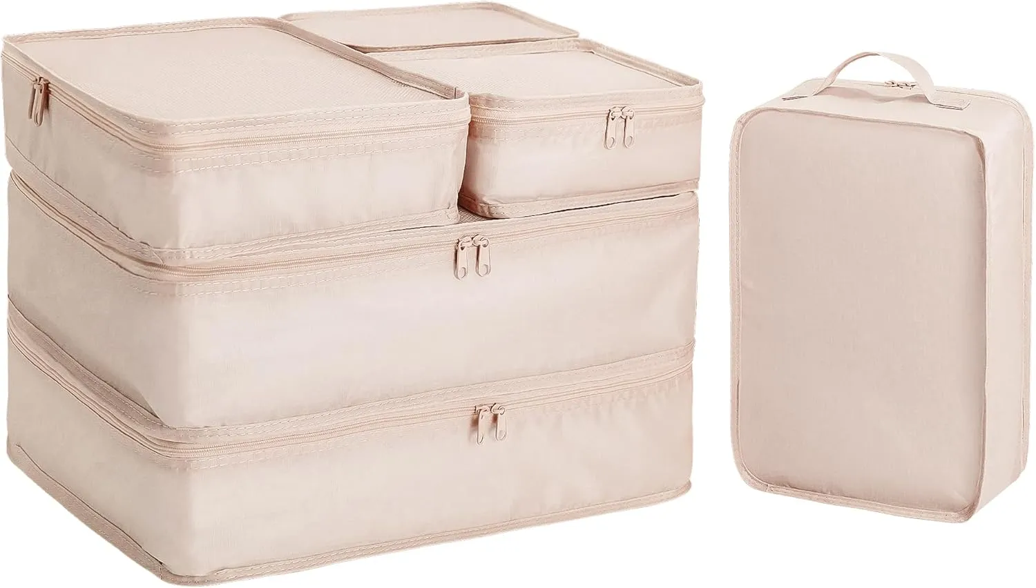 Packing cubes for Travel 6 Set Luggage Organizer Bags Packing Cubes for Suitcases Travel Essentials for Carry on Mesh Suitcase Organizer with Shoe Bag (cream)