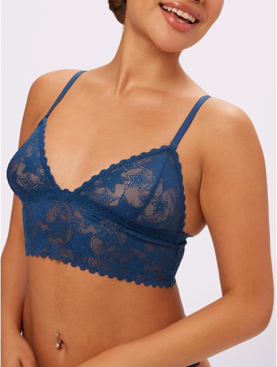 Parade Women's Star Lace Longline Triangle Bralette: Available in Multi Packs