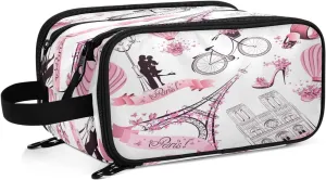 Paris Eiffel Tower Theme Toiletry Bag for Women Large Capacity Travel Cosmetic Bag Water-resistant Lightweight Storage Bags for Toiletries Accessories