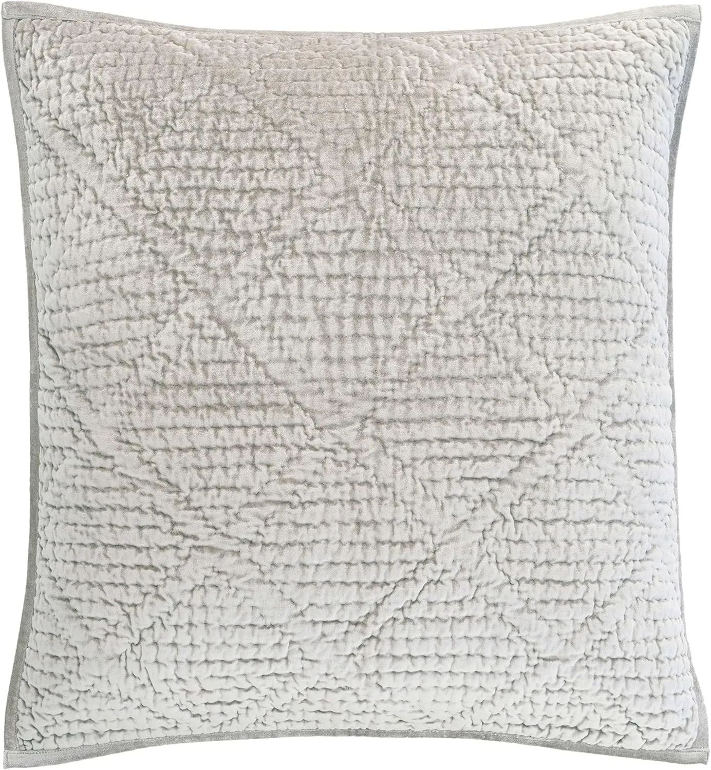 Parisienne Velvet Grey Quilted Sham, Standard Size, Grey Solid Pattern