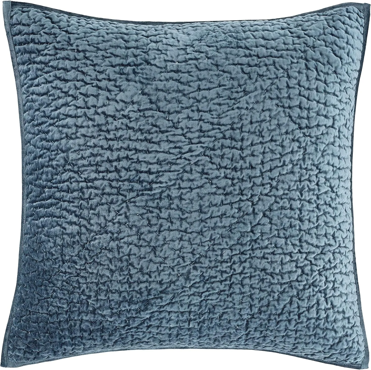 Parisienne Velvet Slate Quilted Sham, Standard Size, Blue Solid Pattern
