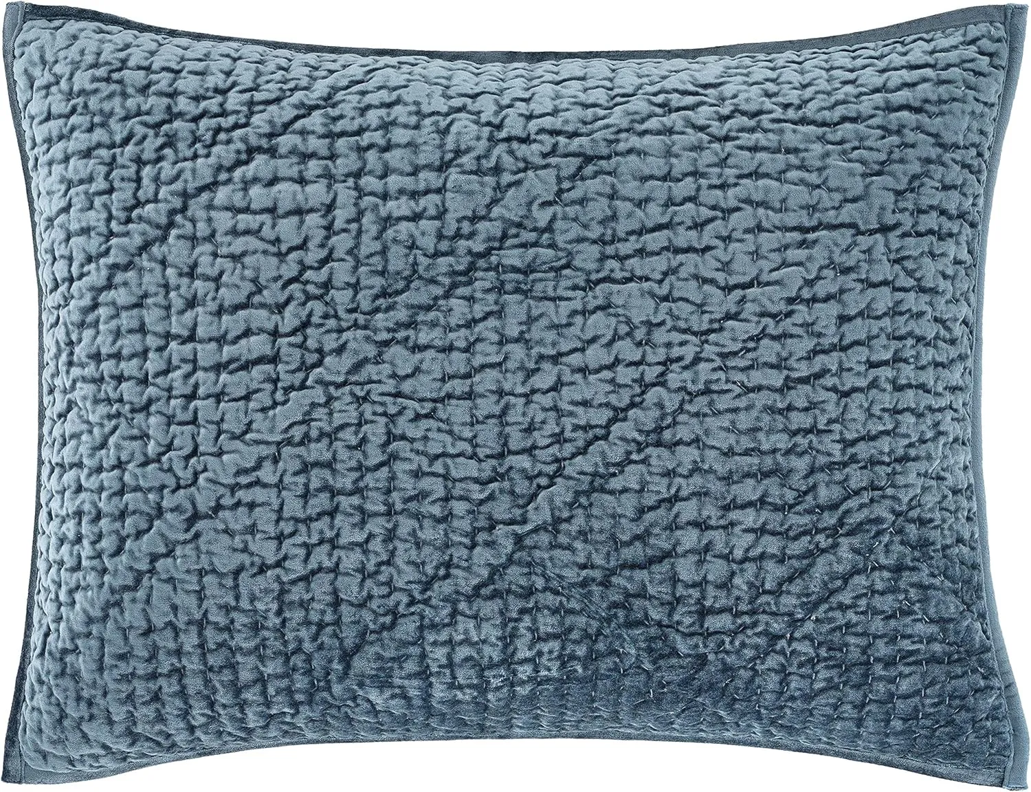Parisienne Velvet Slate Quilted Sham, Standard Size, Blue Solid Pattern