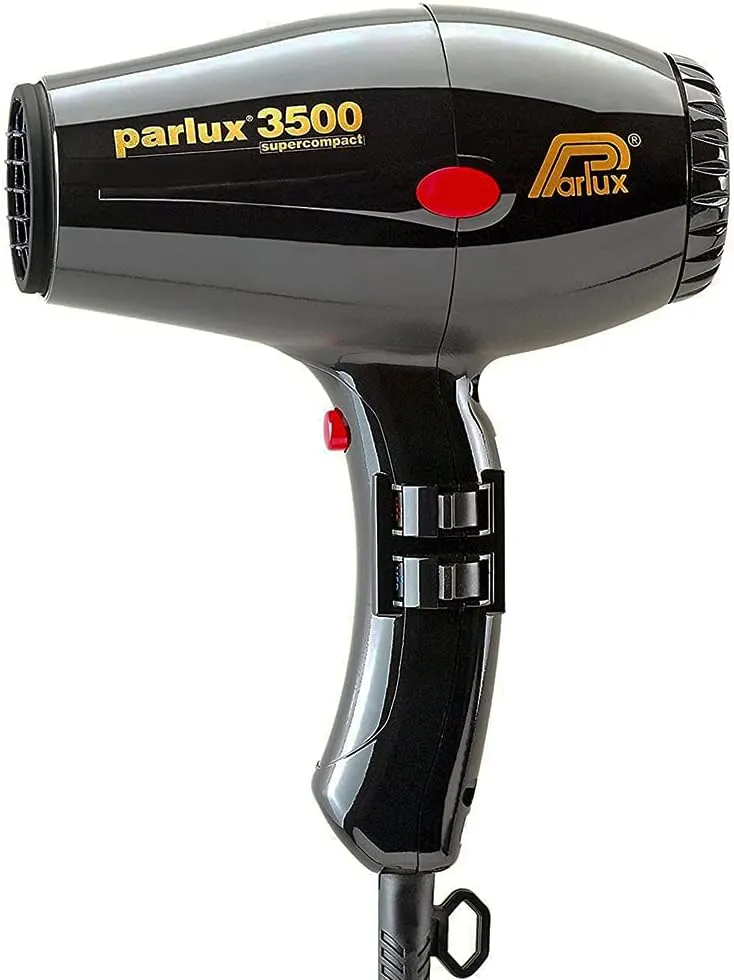 Parlux 3500 Super Compact Black Hair Dryer   M Hair Designs Metal Mesh Diffuser (Bundle) – Lightweight, High-Speed Blow Dryer for Fast Drying & Volumizing Curls