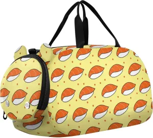Pattern Of Sushi Sports Duffle Bag for Girls Boys, Gym Bag with Shoe Compartment, Kids Travel Overnight Weekender Shoulder Bag