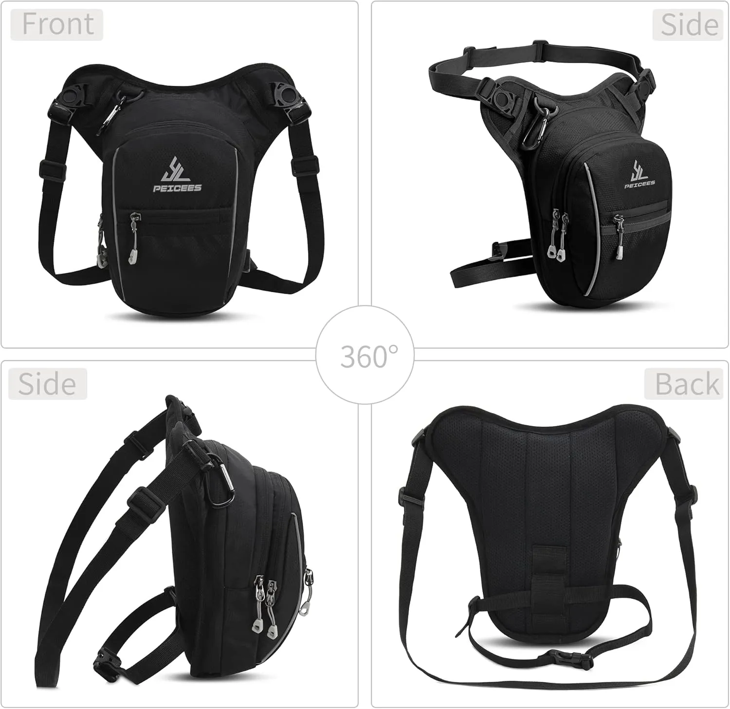 Peicees Leg Bag for Men Fanny Packs Women Men Outdoor Thigh Bags Motorcycle Ride Crossbody Backpack
