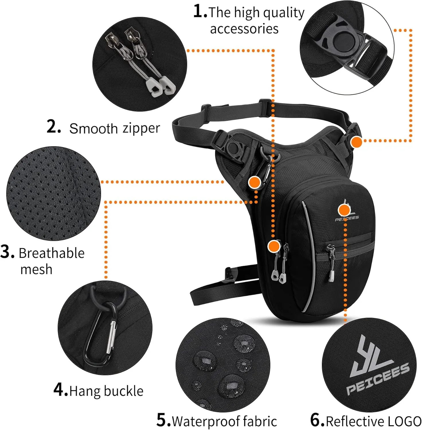 Peicees Leg Bag for Men Fanny Packs Women Men Outdoor Thigh Bags Motorcycle Ride Crossbody Backpack