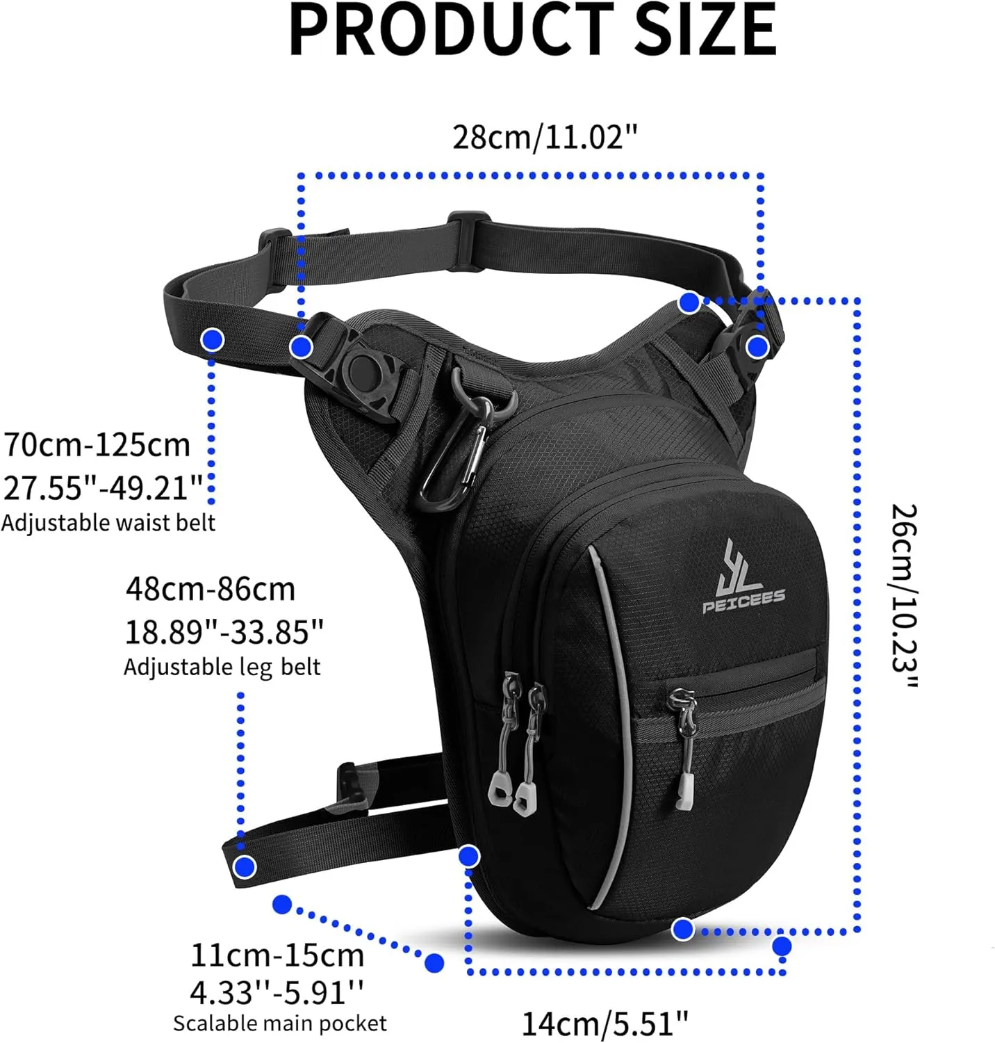Peicees Leg Bag for Men Fanny Packs Women Men Outdoor Thigh Bags Motorcycle Ride Crossbody Backpack