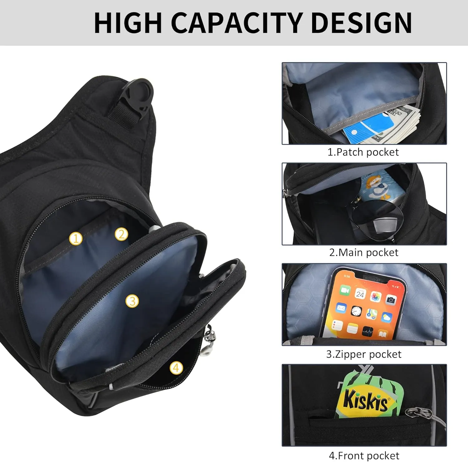 Peicees Leg Bag for Men Fanny Packs Women Men Outdoor Thigh Bags Motorcycle Ride Crossbody Backpack