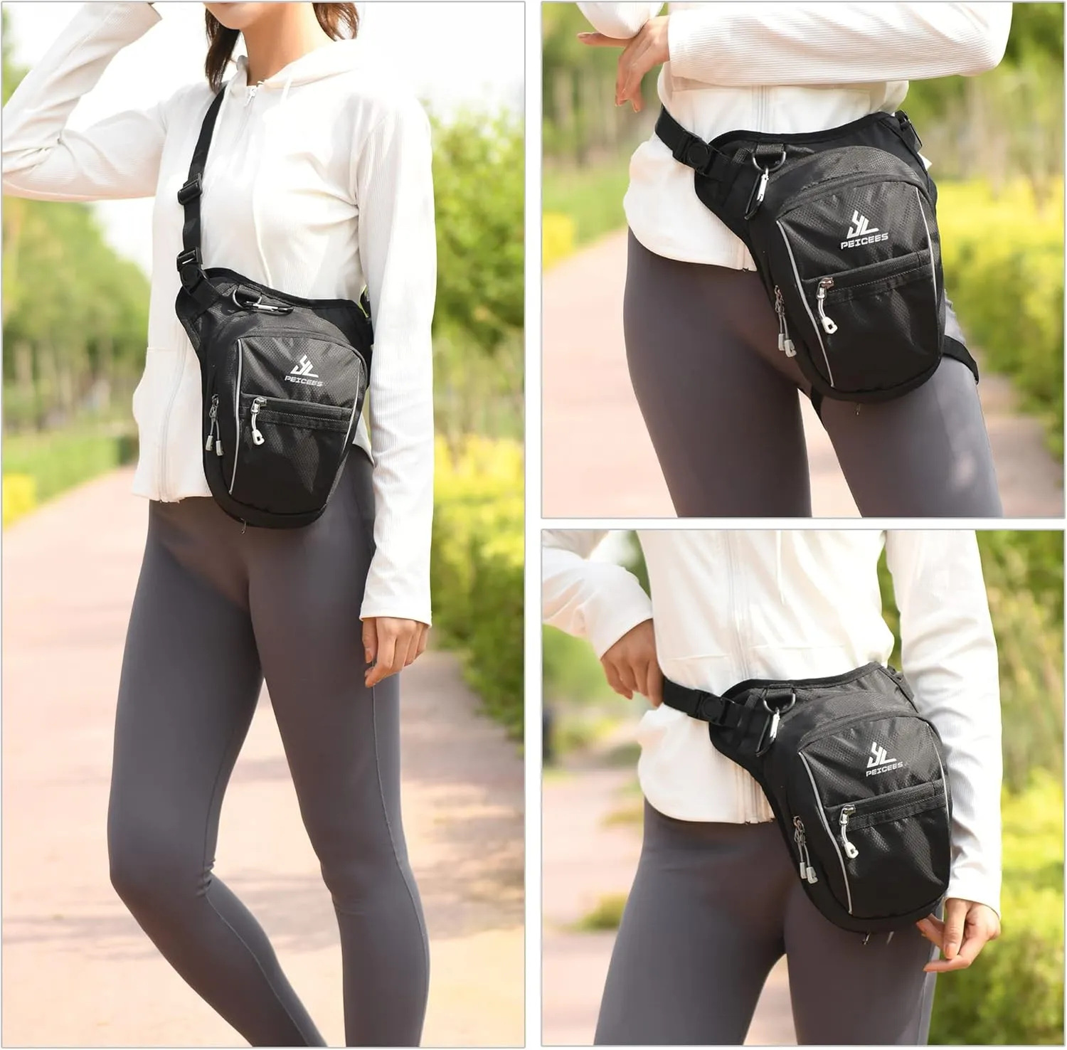 Peicees Leg Bag for Men Fanny Packs Women Men Outdoor Thigh Bags Motorcycle Ride Crossbody Backpack
